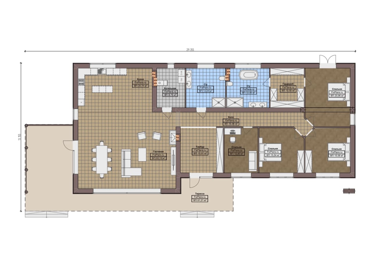 Планировка Одноэтажный дом F-13382